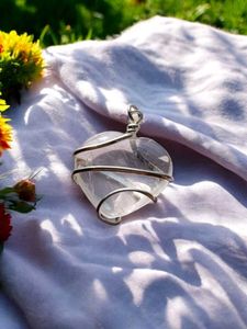 Clear Quartz Crystal Heart Pendant