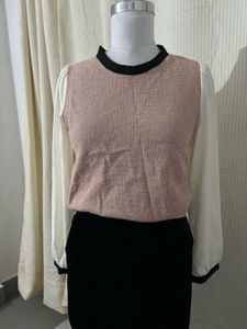 Chic Pink Tweed Blouse