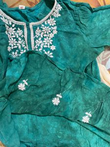 Green Embroidered Kurta