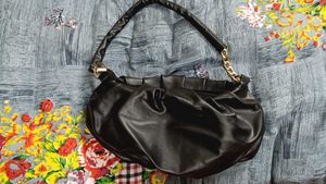 Chic Black Ruched Handbag