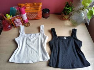Stylish Ribbed Knit Square Neck Tank Tops (Set of