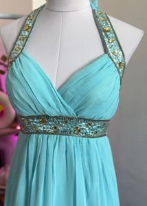 Elegant Aqua Chiffon Dress