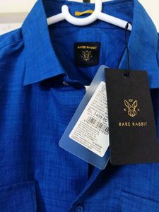 RARE RABBIT Stylish Blue LINEN Shirt