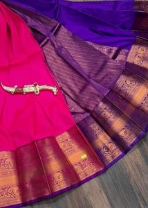 Elegant rose 🌹 &amp; Gold Saree