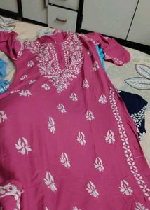 Peach Chikankari Kurti