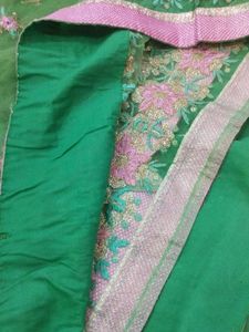 shimmery green two way net and Georgette saree