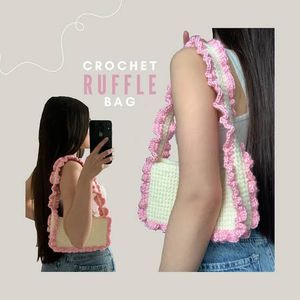 Pink Ruffle Crochet Bag