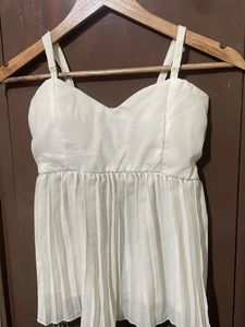 White Pleated Cami Top