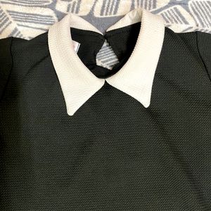 Korean Inspo Black Crop Top With White Collar