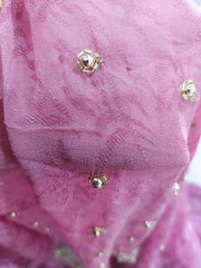 Onion Pink Saree With Bead&amp; Sequin Work