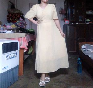 Elegant Yellow Wrap Dress