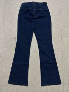 SHEIN Dark Blue Flared High-Waist Jeans