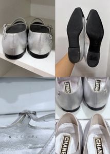 Chanel Silver Mary Jane Flats