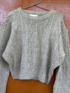 Korean Woollen Cropped Sweater