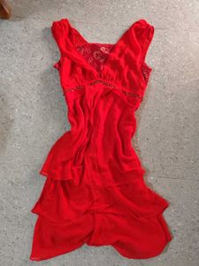 red tiered bottom y2k dress