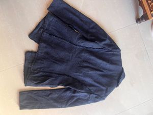 Navy Tweed Blazer with Pearl Buttons