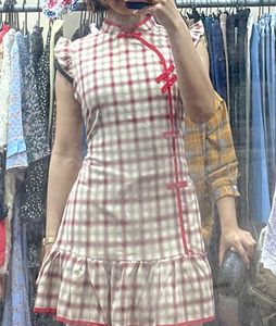 Plaid Cheongsam Dress
