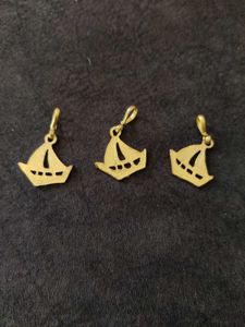 Gold Sailboat Charm Pendants (Set of 3)