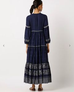 Indigo Handblock Printed Cotton Kurta Dress – Boho