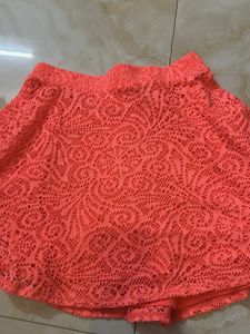 Aeropostale Neon Coral Crochet Skirt