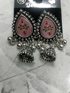 Cute Silver Tone Drop Ethnic Earrings