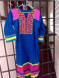 Blue Embroidered Kurti