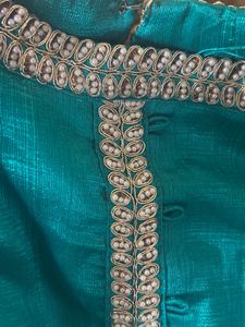 Teal Embroidered Kurta Set With Sequin And Beads