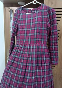 Pink Checked Dress/Frock Best In Winters
