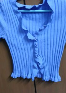 Lilac Cute Ruffle Knit Top