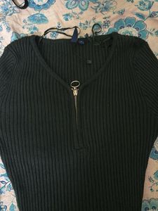 Cozy Green Woolen Knit Top | Full Sleeves | Winter