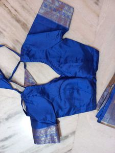 New Royal Blue Silk Saree + Blouse