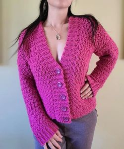 DKNY IMPORTED  Purple Knit Cardigan