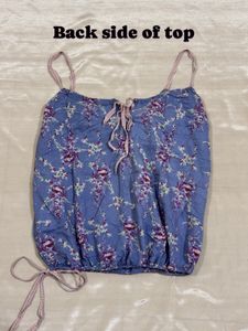 Floral Camisole with Lace Neckline