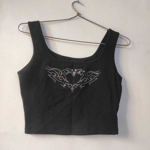 Black Rhinestone Tank Top