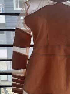 Peach Sheer Panel Top