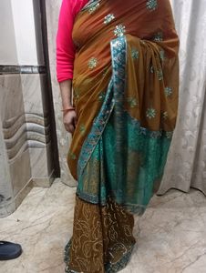 Double Shades Awesome Sari With Blouse