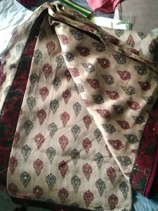Elegant Beige &amp; Maroon Sari