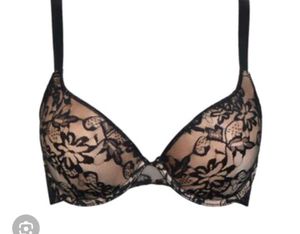 Lace Detail Velvet Embroidery Bra With Pentyi