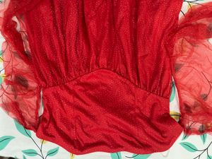 Sparkly Red Mini Dress with Sleeves