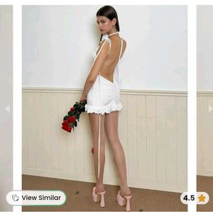 White Mini Dress with Flower Choker New Me Asia