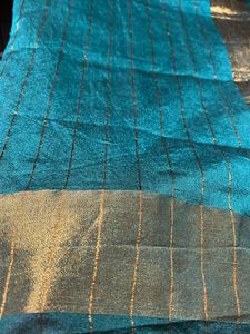 Festive Silk Sari Cyan Colour