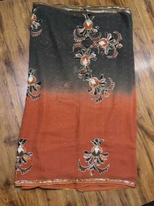 Ombre Saree With Sequins Embroidery & Blouse