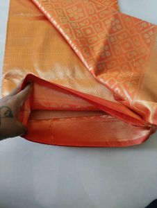 Orange Silk Blend Saree