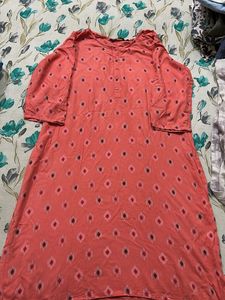 Peach Ikat Printed Kurti