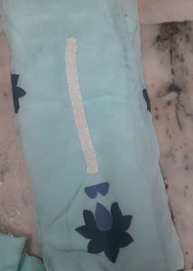 Pure Organza Suit With Brush Paint