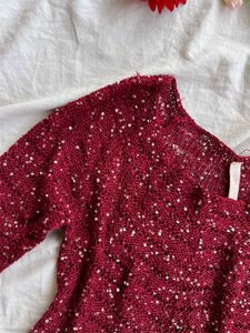 Sequins Red Knit Top for Valentines/Christmas