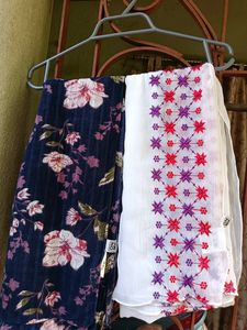 Combo Of 2 Branded Beautiful Scarfs For Women 💙🤍