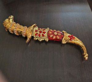 Golden &amp; Red Rajputana Royal Katar 4 Groom+Freebie