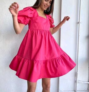 Pink Ruffle Mini summer Dress