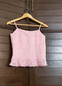 Fyre Rose Strappy Square-Neck Schiffli Top